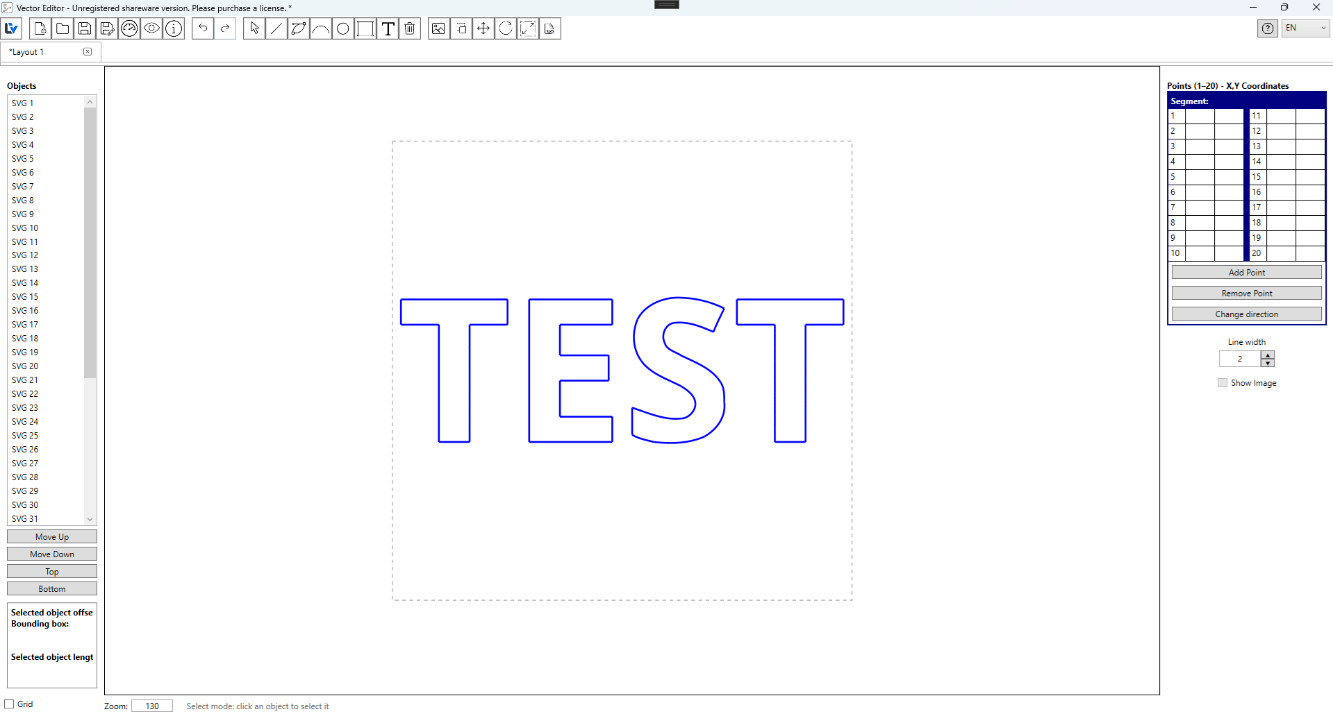 Hlavní okno programu Vector Editor